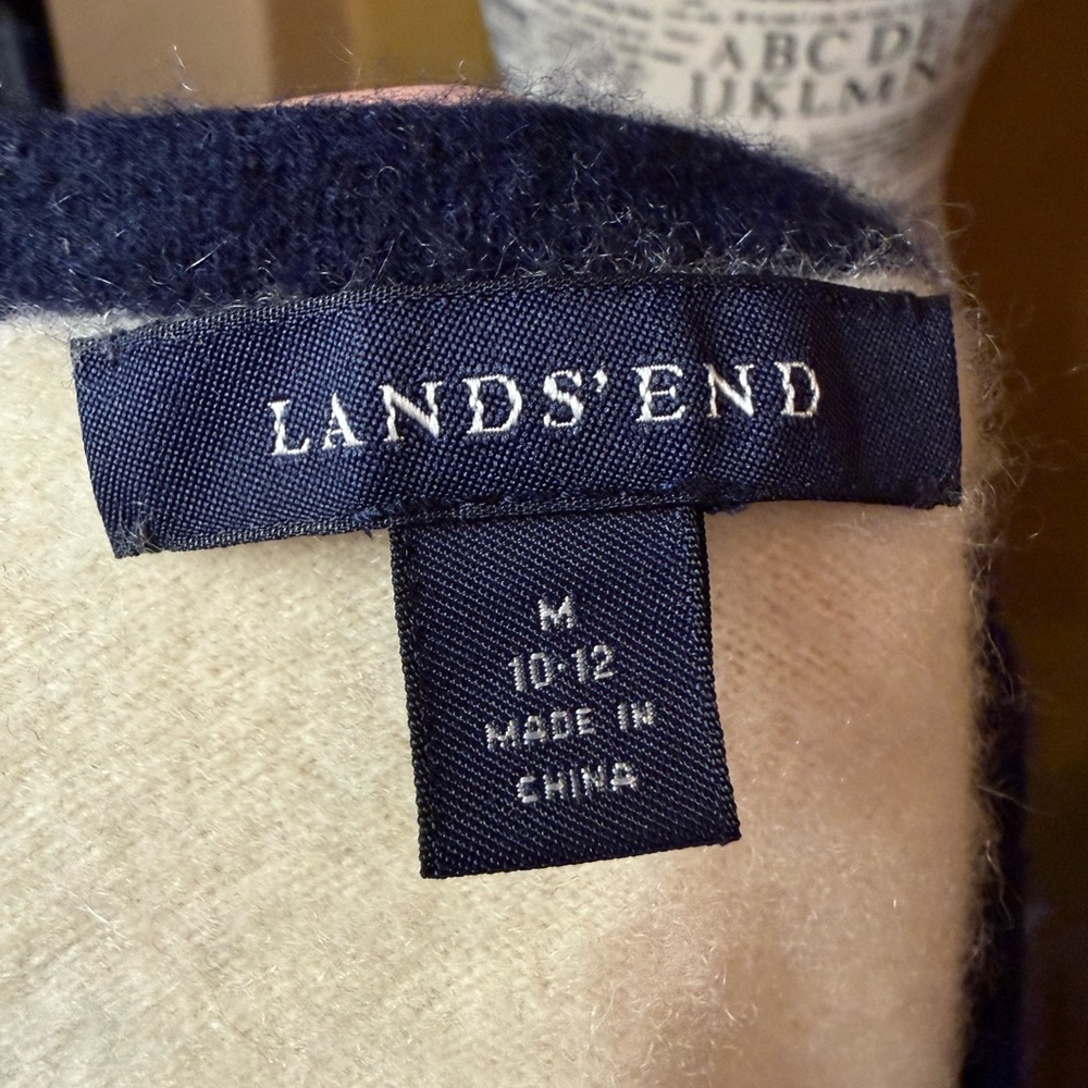 Lands' End Navy and Cream Sweater - Picture 4 of 4